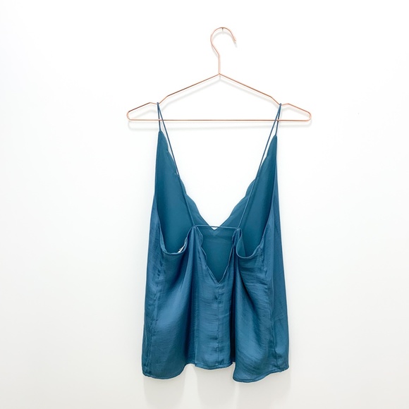 URBAN OUTFITTERS TEAL V-NECK SATIN TOP - Picture 6 of 6